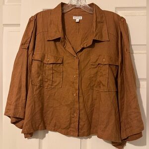 Acacia Swimwear Della Linen Top in Tobacco